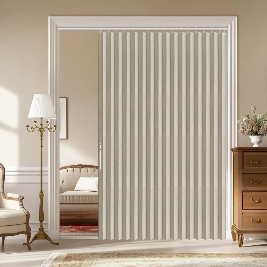 

100 Blackout Door Curtain Accordion Door Closet Curtain Invisible Applicable Bedroom Room Living Room Doorway Cream White 72 W x