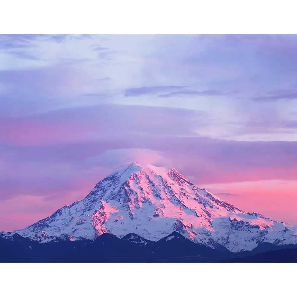 

Набор для алмазной вышивки 5D DIY: Розовый закат над горой Рейнир, Каскадные горы, штат Вашингтон, США, 14x20 дюймов, для взрослых, полная выкладка стразами
