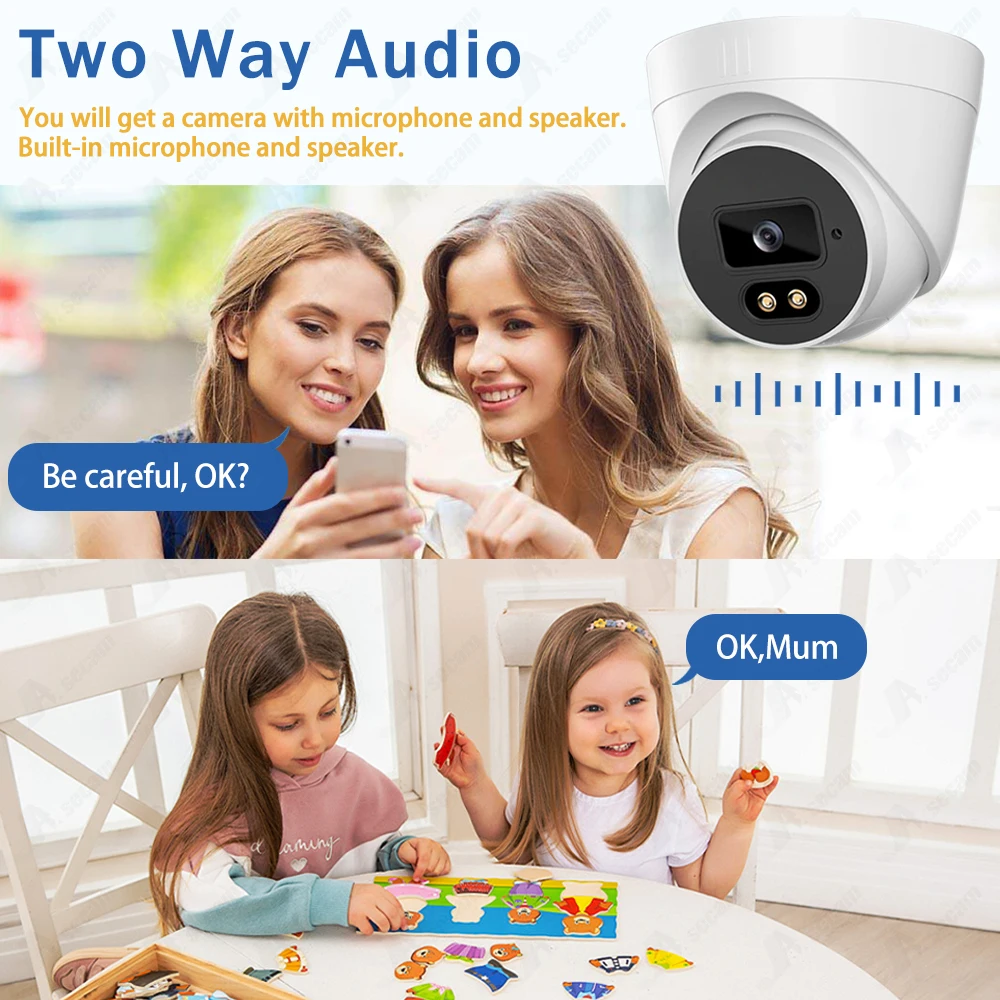 4K 8MP POE IP Camera Two-Way Audio H.265 Wide Angle 3.6mm AI Color Night Vision Home CCTV Video Surveillance Security IPC