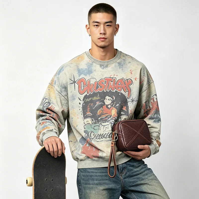 High Quality Men Cowhide Clutch Bag Vintage Pieced Genuine Leather Wallet Creative Coin Purse Phone Bag
