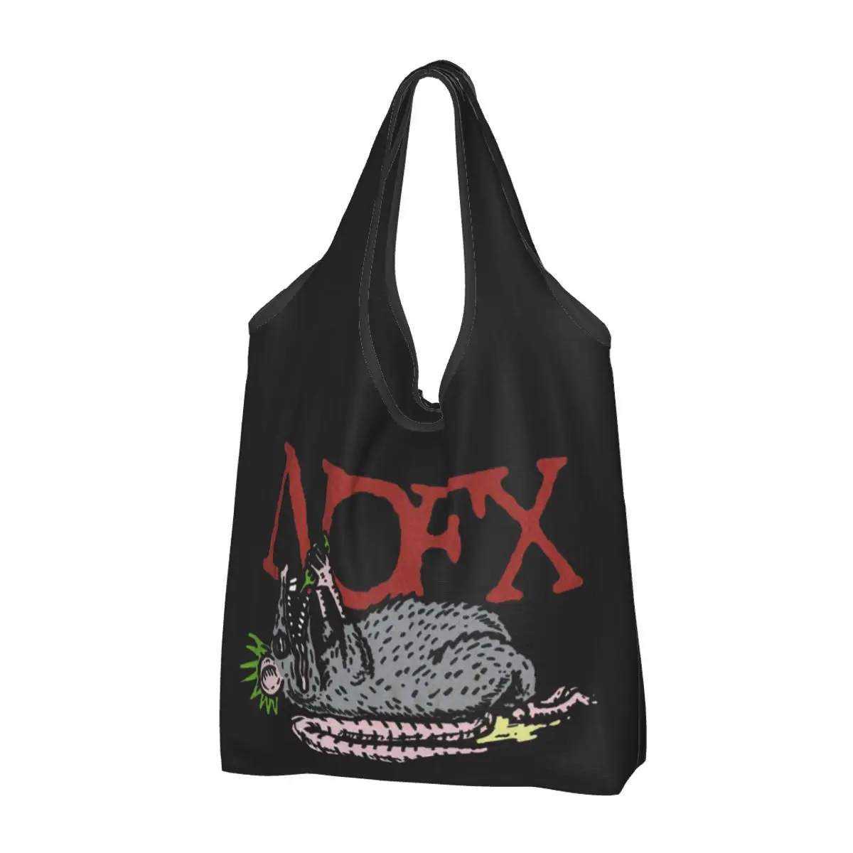 Nofx Band Final Tour Skull Portable Tote Shopping Bags Large Capacity Shopper Bag Groceries Handbag Shoulder Bag