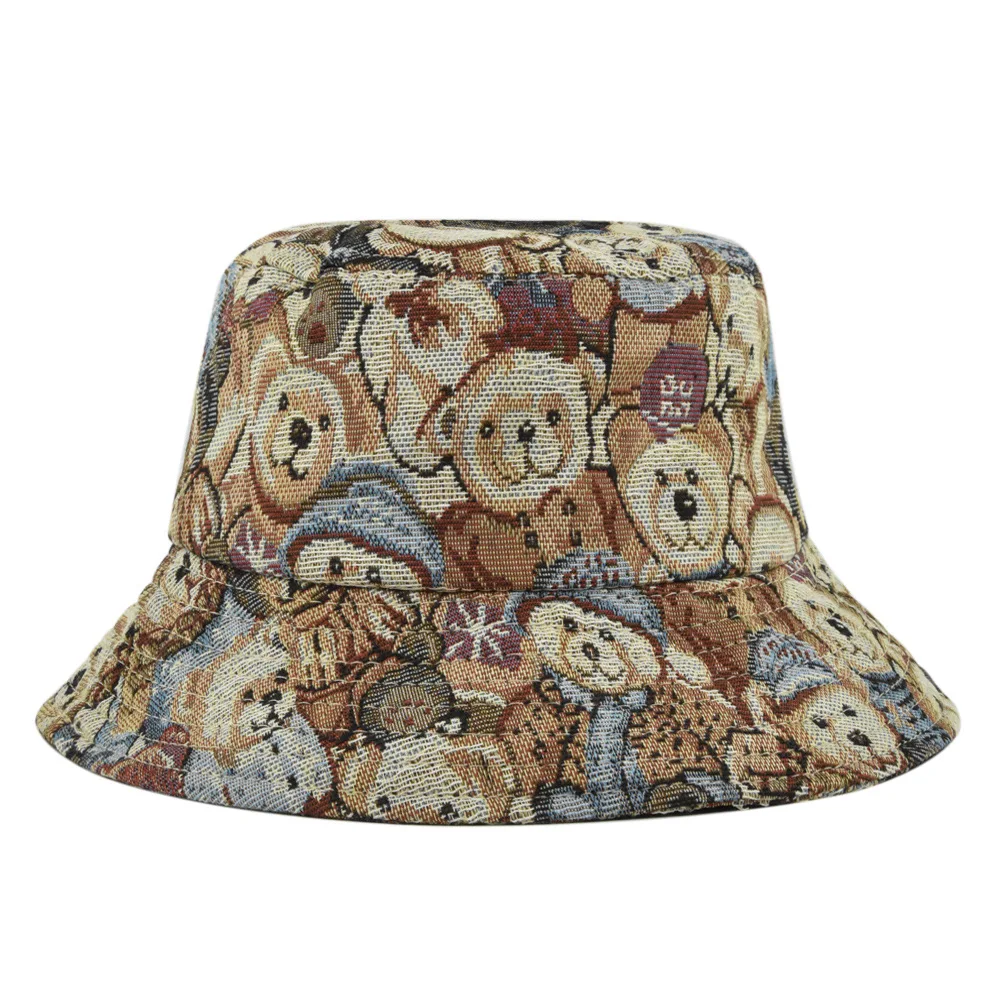 Fashion Bear Baseball Cap Casual Fishing Sun-shading Fisherman Hat Outdoor Adventure Basin Cap Travel Cap Adjustable Barrel Cap