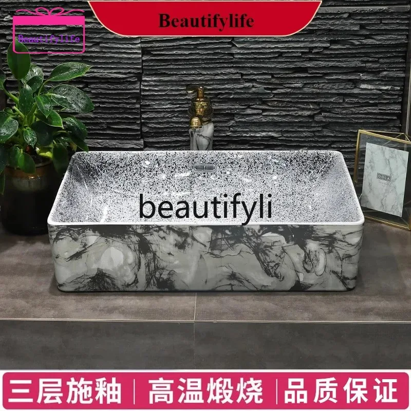 YL f156  Simple stage wash basin pool water ink pattern art single basin