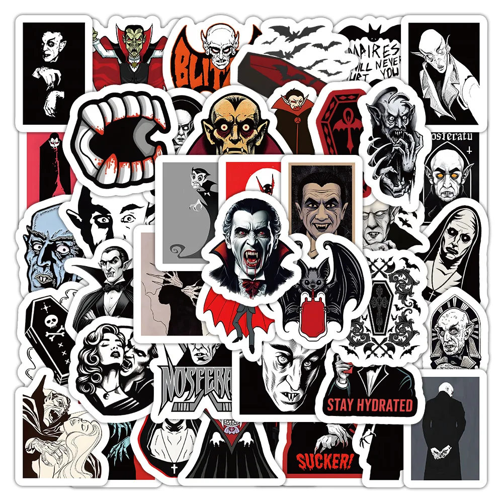 10/30/54PCS Black and Red Cartoon Scary Vampire Sticker DIY Phone Laptop Luggage Skateboard Graffiti Decals Fun for Kid