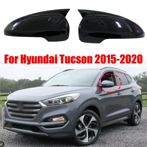 Par de cuernos de buey, cubierta de espejo retrovisor lateral de cristal, molduras de Marcos, tapas de espejo lateral para Hyundai Tucson 2015-2020, accesorios para automóviles