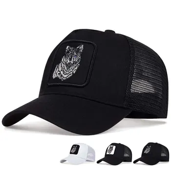 Unisex Wolf Borduren Baseball Net Caps Lente en Zomer Outdoor Verstelbare Casual Hoeden Zonnebrandcrème Hoed