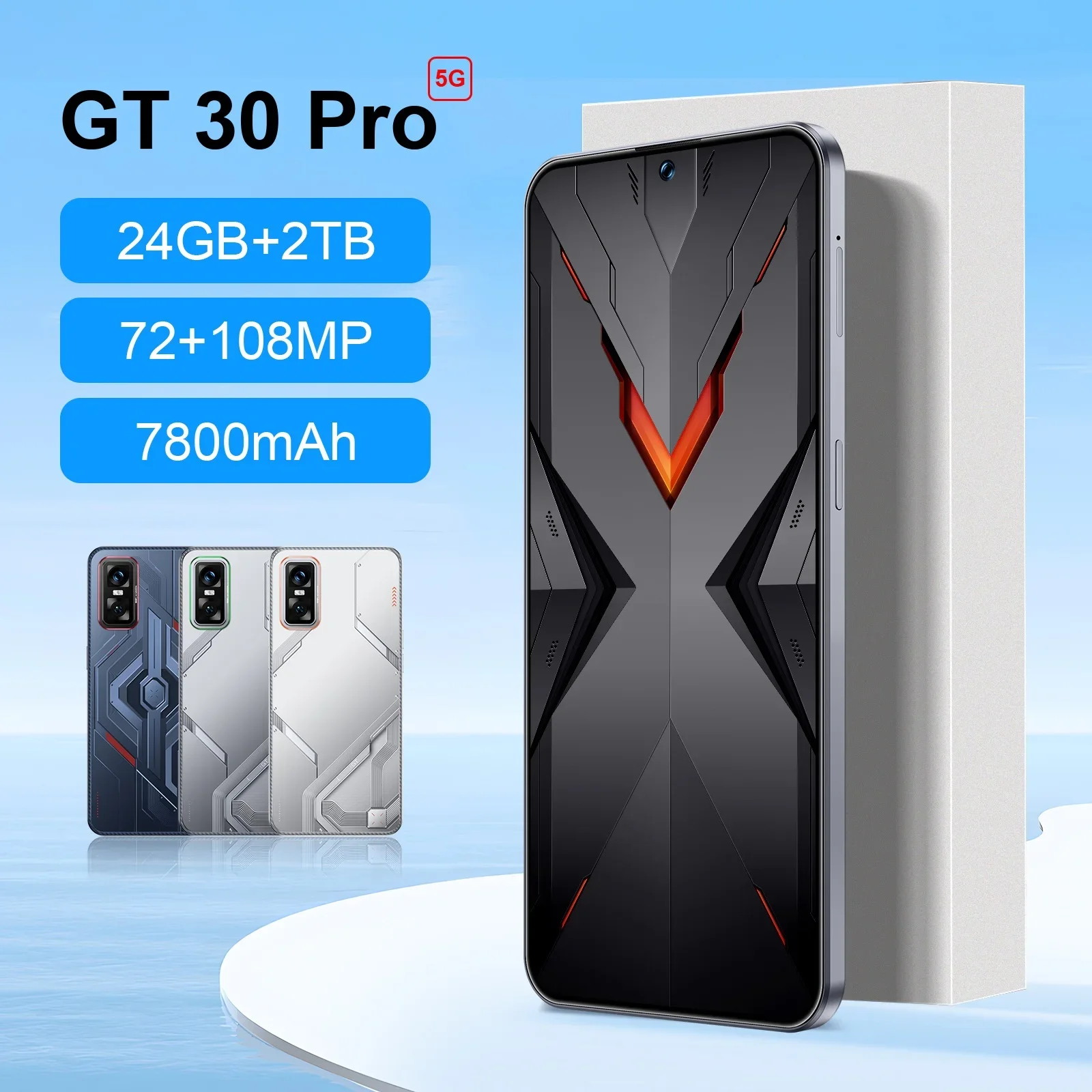 كمبيوتر لوحي أصلي جديد GT30 Pro 7.3 بوصة HD 4K أندرويد 14 22 جيجابايت + 2 تيرا بايت 8000 مللي أمبير بطارية 4G 5G بطاقة Sim مزدوجة واي فاي نظام تحديد المواقع جوجل #1