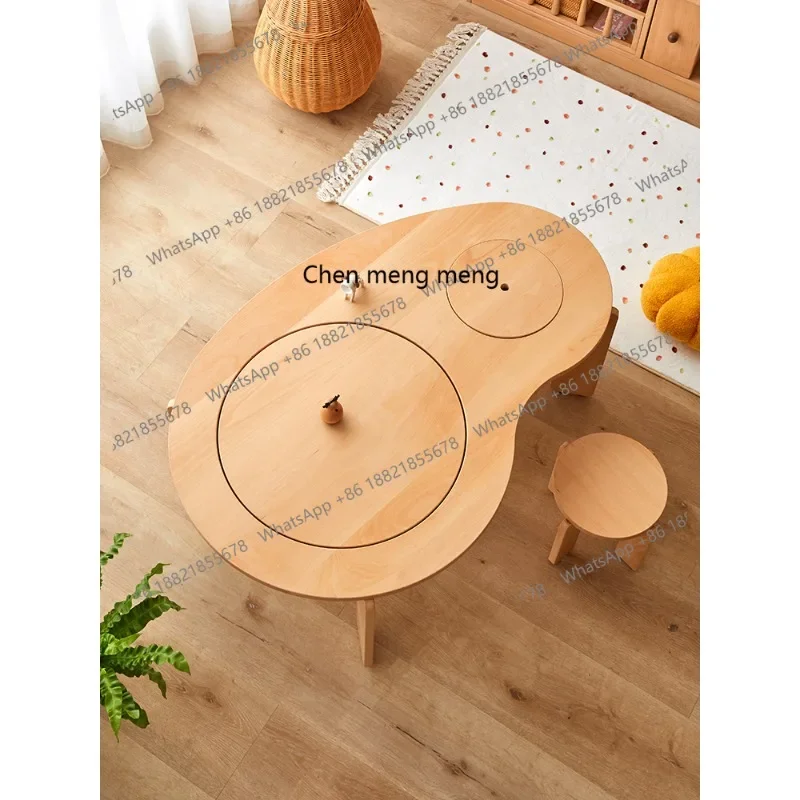 Solid wood multi-functional building block table, educational toy table