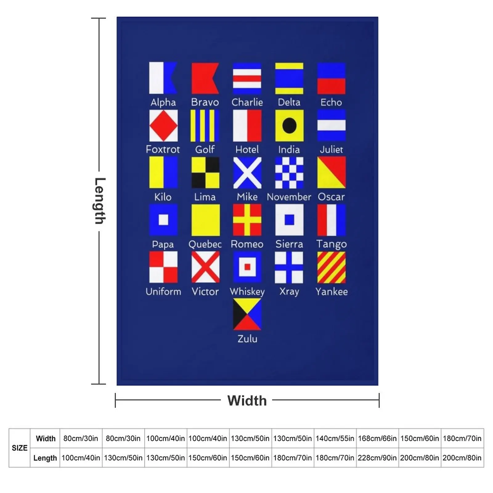 Sailing Nautical Signal Flag Alphabet Throw Blanket couch cozy soft plush fuzzy picnic outdoor blanket