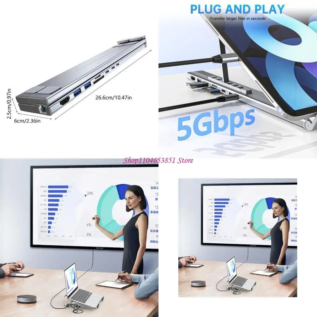 Laptop Dock With 9 Port Including 4K HDTV Fast Charging And Ergonomic Cooling 