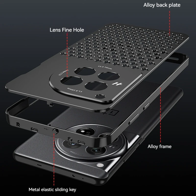 For One Plus 12 Metal Heat Dissipation Phone Case,One Plus 13 Ultra-thin Shock-absorbing Fall Prevention Protect Back Cover