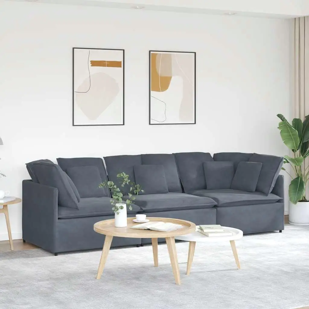 

Luxurious Dark Grey Velvet Large Modular Sofa for Modern Living Room Comfortable Sectional Couch