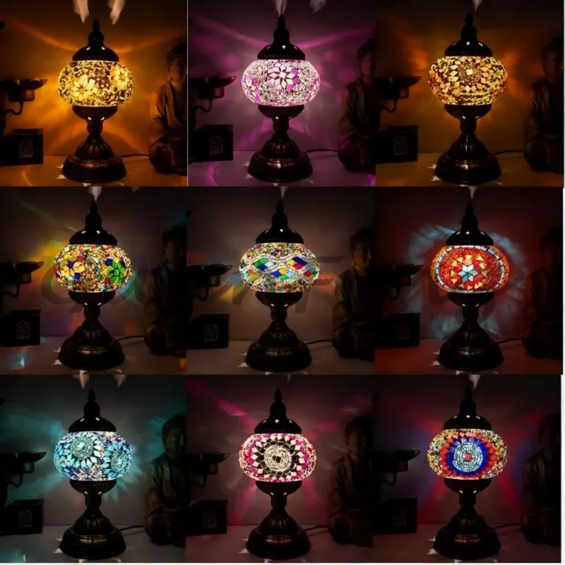 DIY Mosaic Patch Decorative Night Light Kit, Handmade Craft Material Pack for Table Lamp Art Decoration Projects
