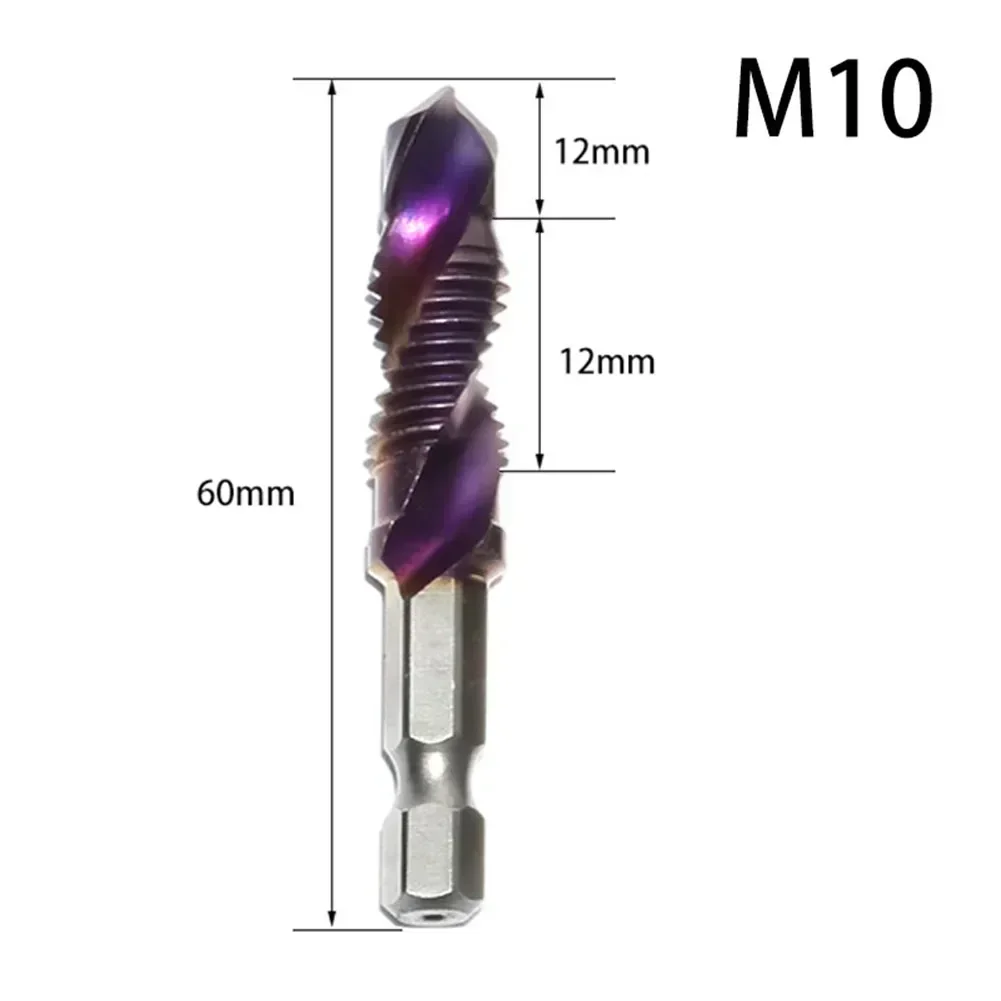 1PC HSS Tap Drill Bit Set Hex Shank Hole Tapping Chamfering Thread Bit Screw Machine Compound Tap M5 M6 M8 M10 Hand Tools