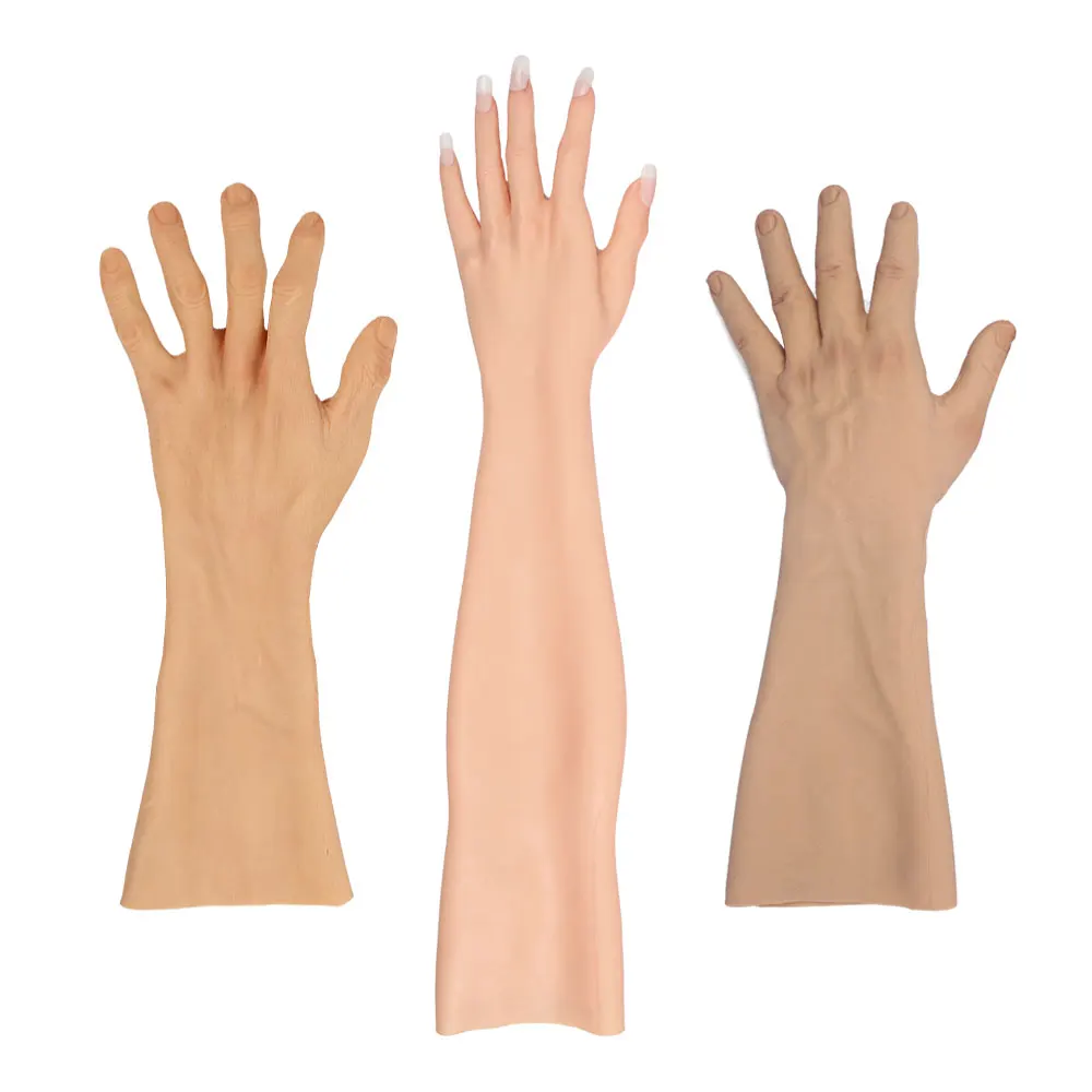 Highly Simulated Human Skin Artificial Limb Fake Silicone Prosthesis Hands Gloves Sleeve Arm Tattoo Cover Scars Protect Injured