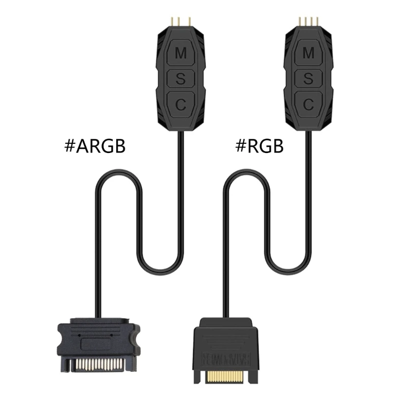 RGB Controller Cable,PC 5V 12V ARGB CPU for Case Fan LED Light Strip Lamp Bar Water Cooling AURA Control,Sata/Molex Powe