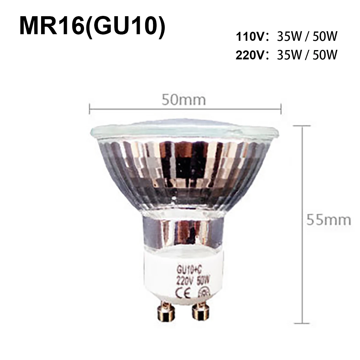 Ampoule de projecteur halogène 2 broches 35w/50w Gu10 AC220v, ampoules à intensité variable, lumière