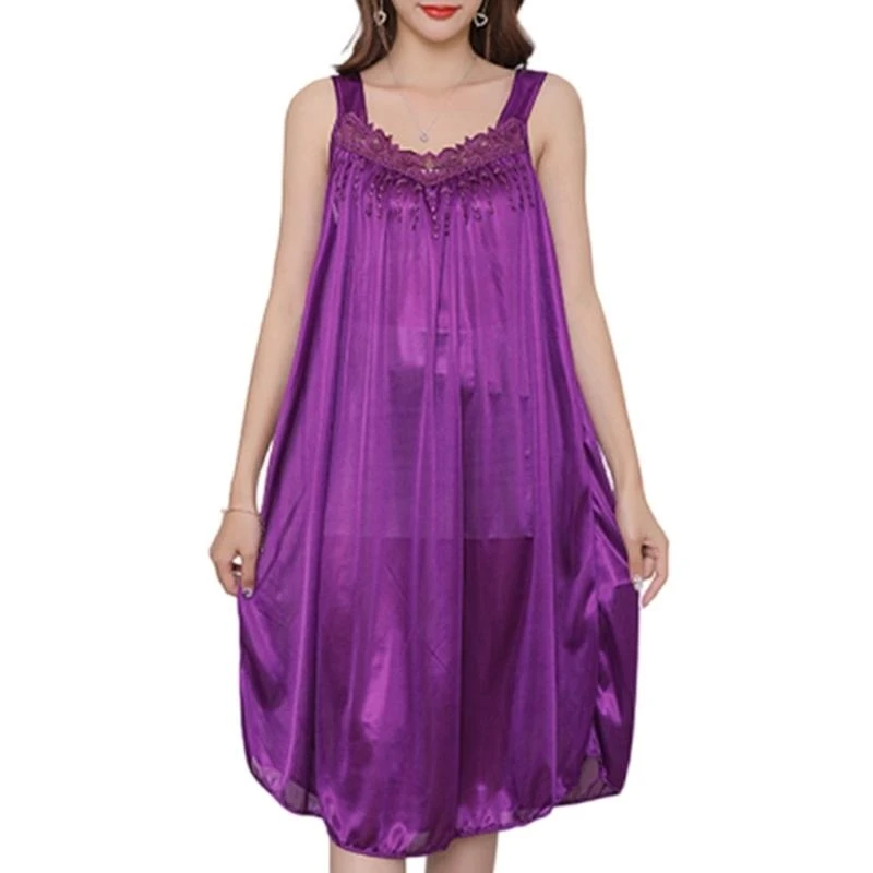 

Q22D женская ночная рубашка из ледяного шелка, ночная рубашка с v-образным вырезом, ночная рубашка без рукавов, летняя одежда