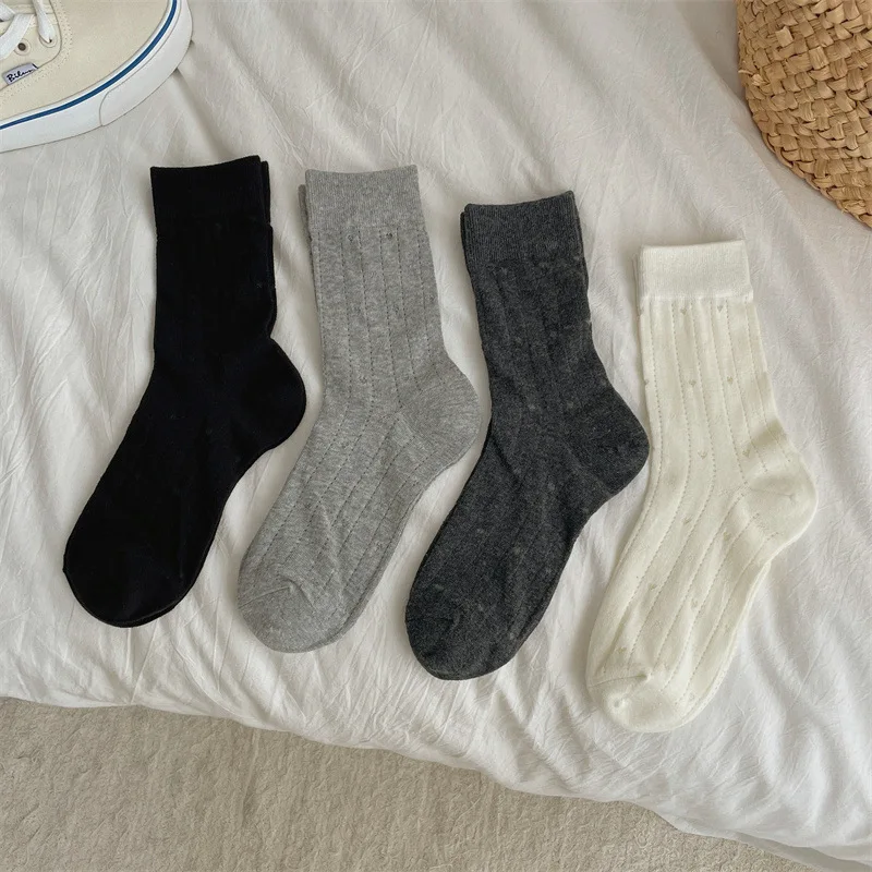 

Women's Spring Summer Socks Ice Silk Thin Mesh Mid-tube Soft Breathable Solid Color White Simple Fashion Trend Funny Girl Sock