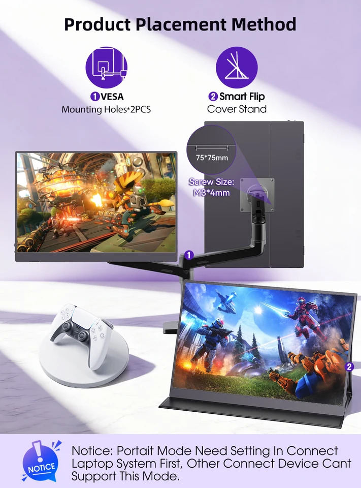 16インチ 2K 120Hz ポータブルゲームモニター IPS HDR400