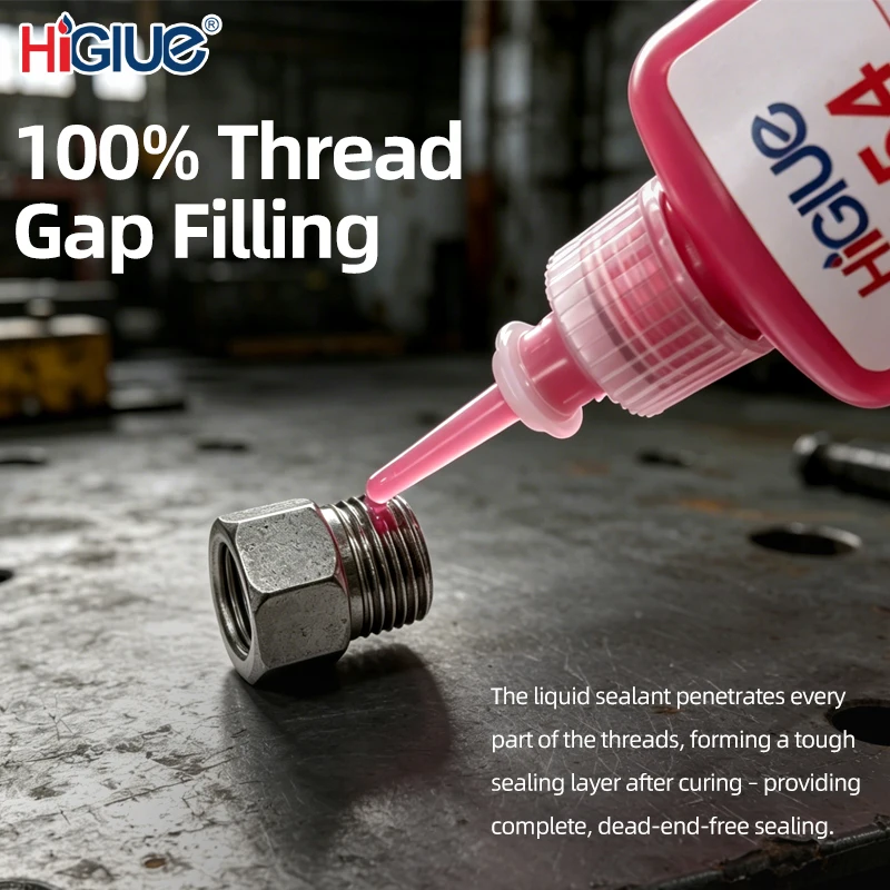 Medium-strength Threaded Pipe Sealant, Anaerobic Adhesive for Refrigerant Pipes, Liquid PTFE Threaded Sealant for Leak-proof Met