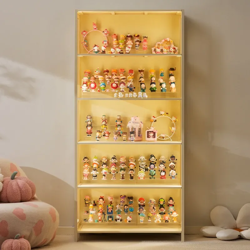 Figure display cabinet with lamp household dustproof acrylic transparent doll model toy blind box display cabinet ornament