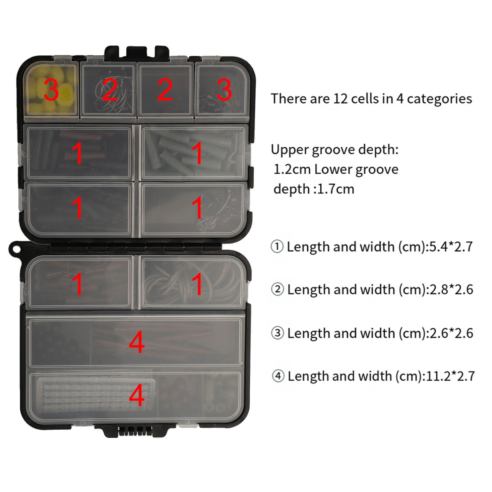 Fishing Tackle Carp Fishing Rigs Swivel Snap Double-sided Style 12 Compartments 173pcs Easy Classification Removable Cover