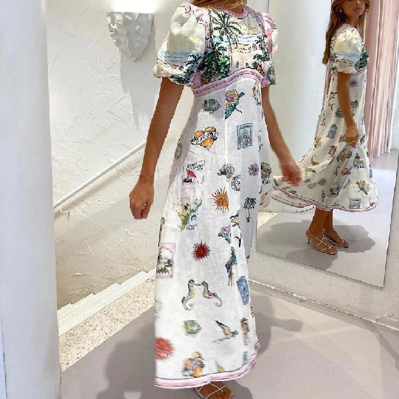 Zomervakantie Bloemen Maxi Jurken Voor Vrouwen 2024 Casual Sexy Losse Elegante Hoge Taille Lange Jurk Strand Jurk Gewaad Vestidos