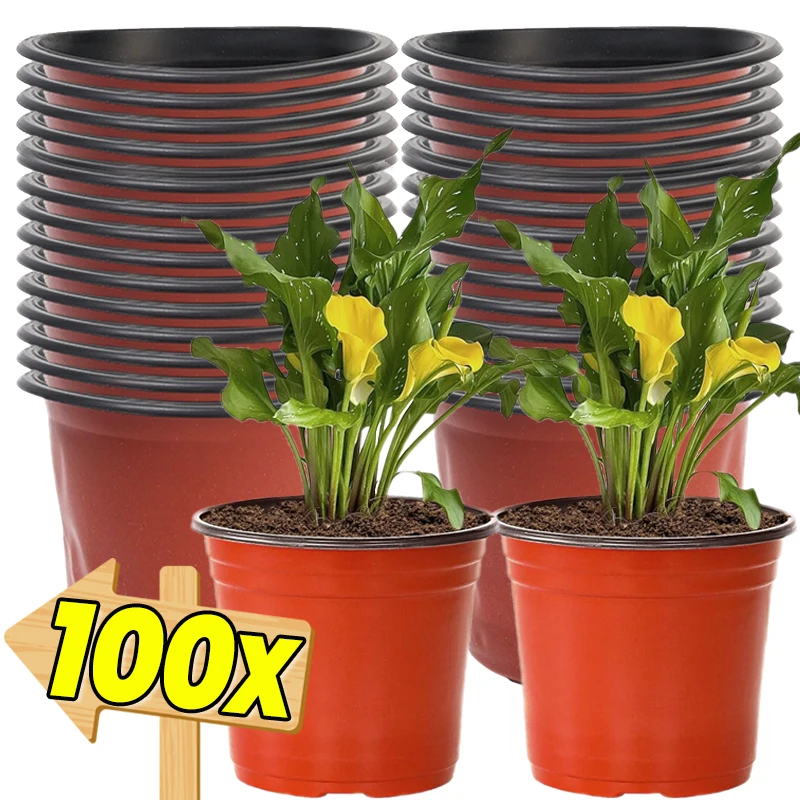 100-20 pots de pépinière en plastique avec trous, réutilisables, pour semis, plantes succulentes, boutures et fleurs