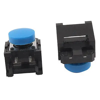 12 x 12 x 8mm Right Angle Momentary Tact Push Button Switch PCB w Blue Cap