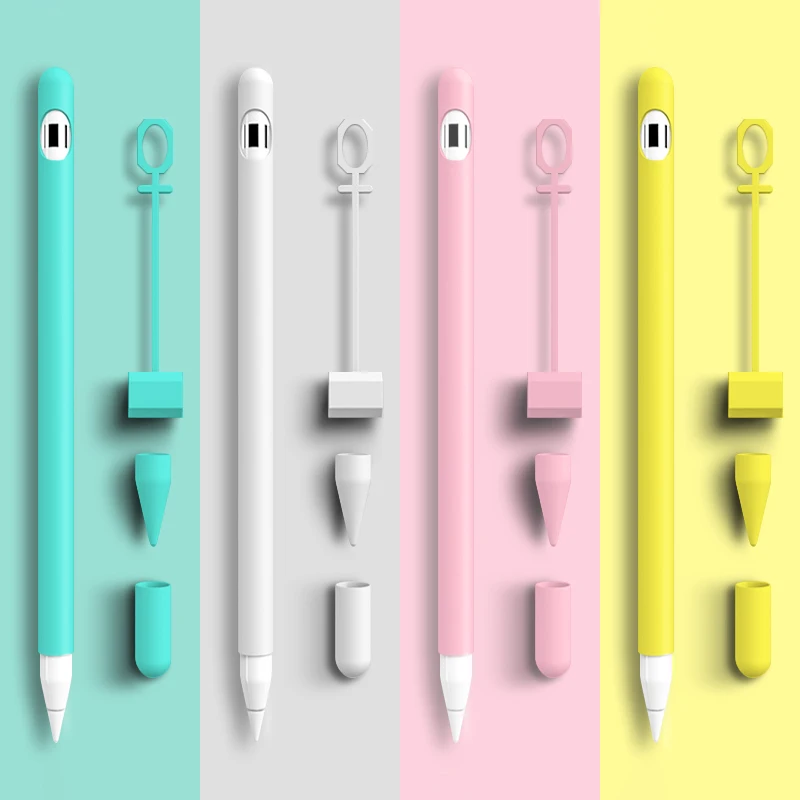 เคสซิลิโคนอ่อนนุ่มสีสันสดใสแบบพกพาสําหรับ Apple iPad Pencil อุปกรณ์เสริมรุ่นที่ 1 Anti Lost สําหรับ Apple Pencil 1 เคสซิลิโคน