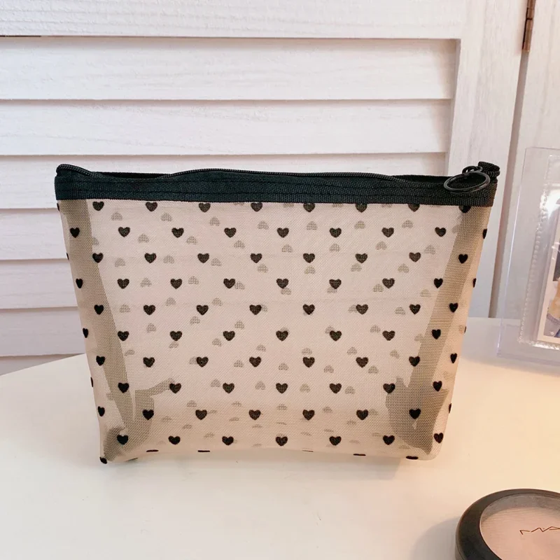 Bolsa de cosméticos necesaria con corazón para hombre y mujer, organizador de viaje transparente, bolsas de aseo de malla pequeñas y grandes, bolsa de maquillaje, 1 ud.