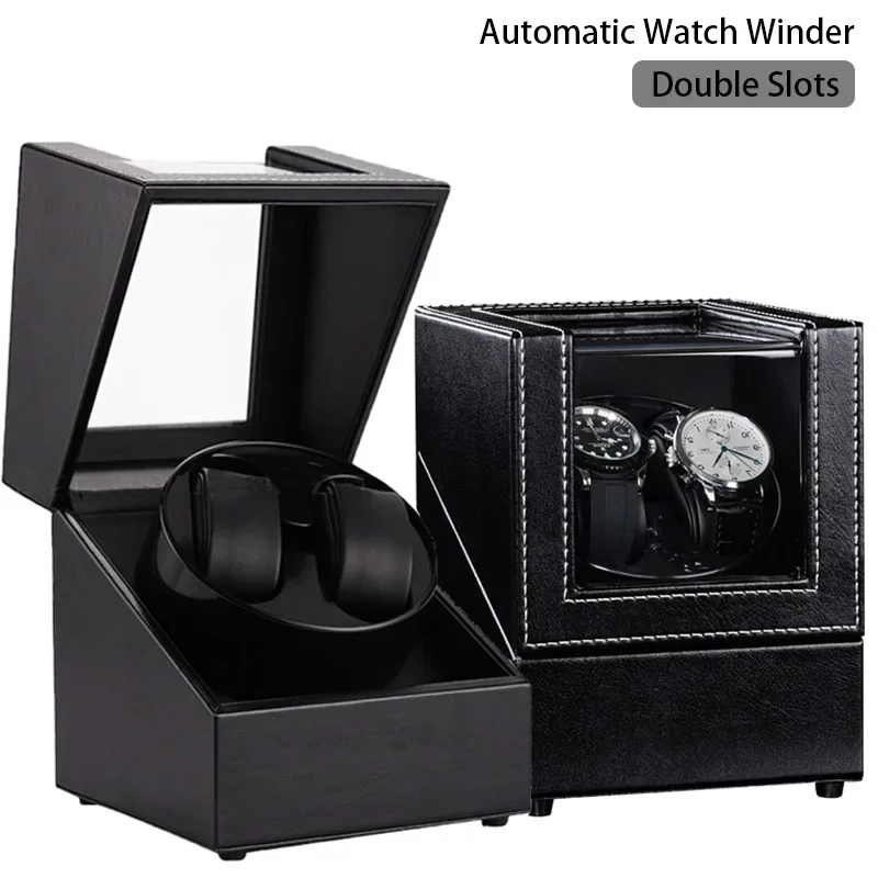 

Watch Winder for Automatic Watches Automatic Watch Winder Leather Box 2 Slot Watch Winder with Quiet Motor Use USB Cable for Men