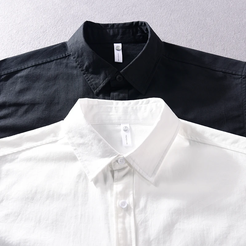 تصميم جديد قصير الأكمام المرقعة عادية القطن ماركة قمصان للرجال موضة ملابس علوية مريحة Camisa Masculina هبوط السفينة #2