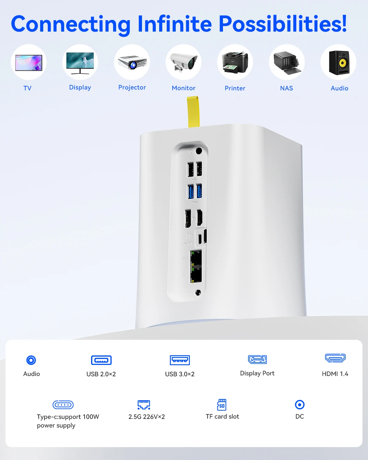 AOOSTAR-R7 2 Bay NAS Storage Mini PC, AMD Ryzen 7 5825U, 8C 16T, Até 4,5 GHz, W11 Pro DDR4 RAM, 2 * M.2 NVME