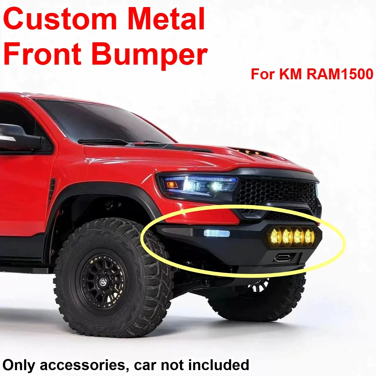 1/8 RC Offroad Hobby Truck For KM RAM1500 Metal Front Bumper Custom Model Number Decor Decorative Pickup Mod Upgrade Parts