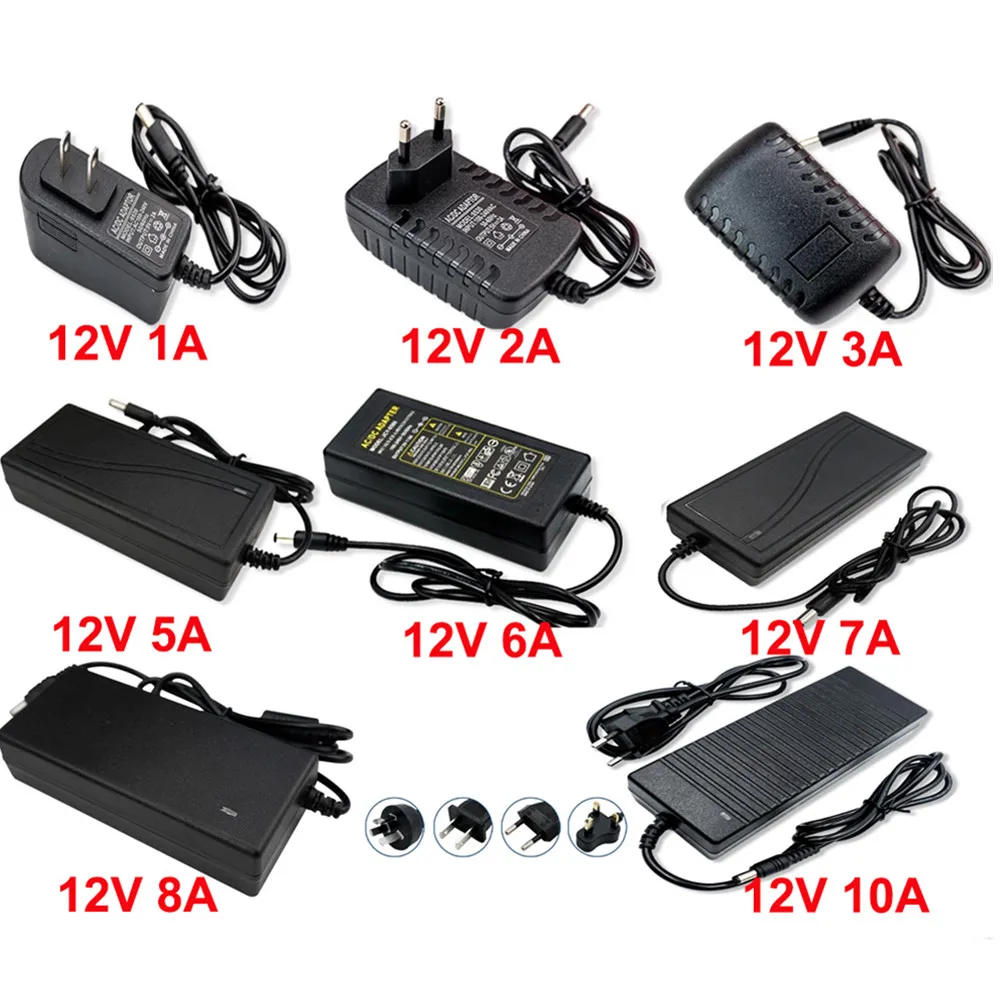 AC DC Adapter DC 5V12V 24V Power Supply Adapter 1A 2A 3A 5A 6A 7A 8A 10A 12A Universal Charger for LED Light CCTV Camera