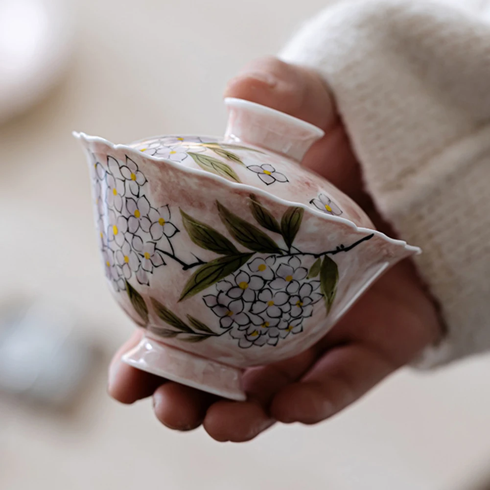 

Ceramic Gai Wan Tea Set Retro Design Porcelain Mini Cups Present For Friends Family