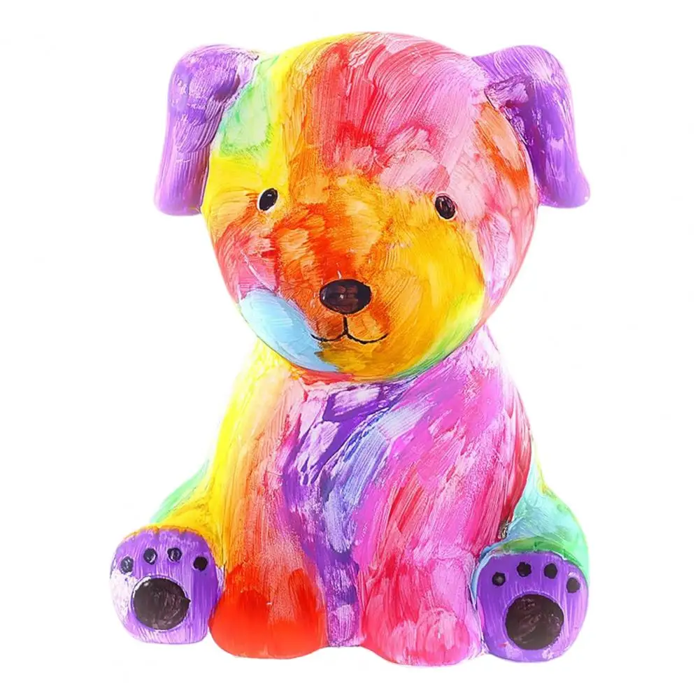 Kids Dog Painting Kit Diy Dog Lamp Kit with 12 Colors Pigments Paintbrush Palette Apron Kids Educational Toy Crafts for Painting