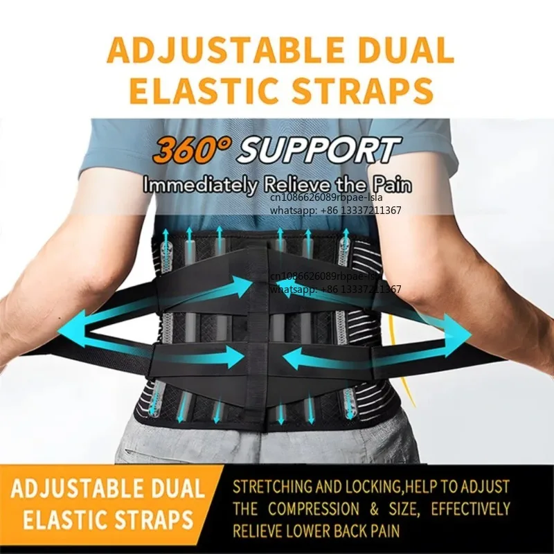 Lumbar Support Belt with Inflatable Pad Relieve Waist Pain Dual Adjustable Support Straps Lower Back Brace for Herniated Disc
