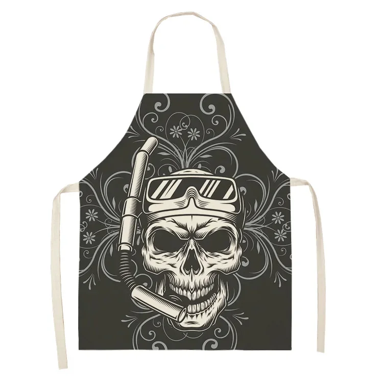 Household cleaning tool Women's kitchen apron stamps and cooking apron -proof kitchen cuffless apron delantal