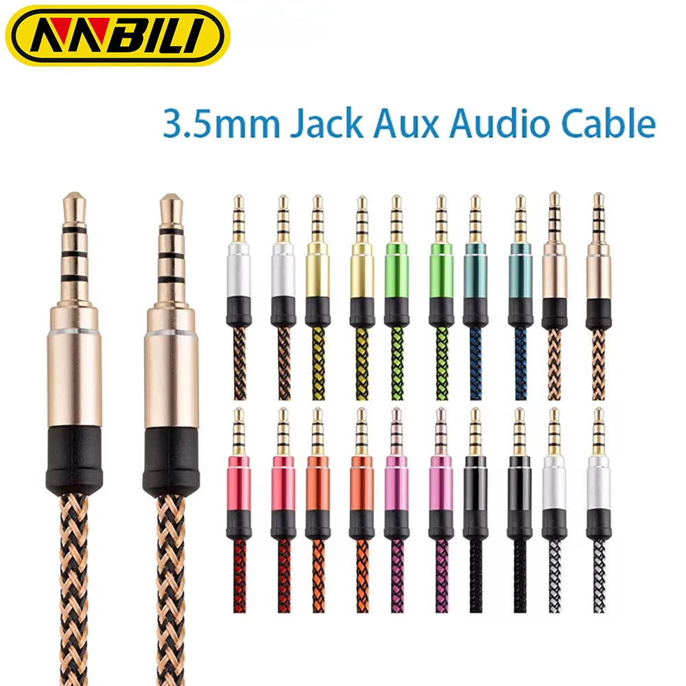 NNBILI przedłużacz audio 3,5 mm męski na żeński 3,5 mm męski na męski kabel audio Aux do słuchawek Iphone przedłużacz głośnika 