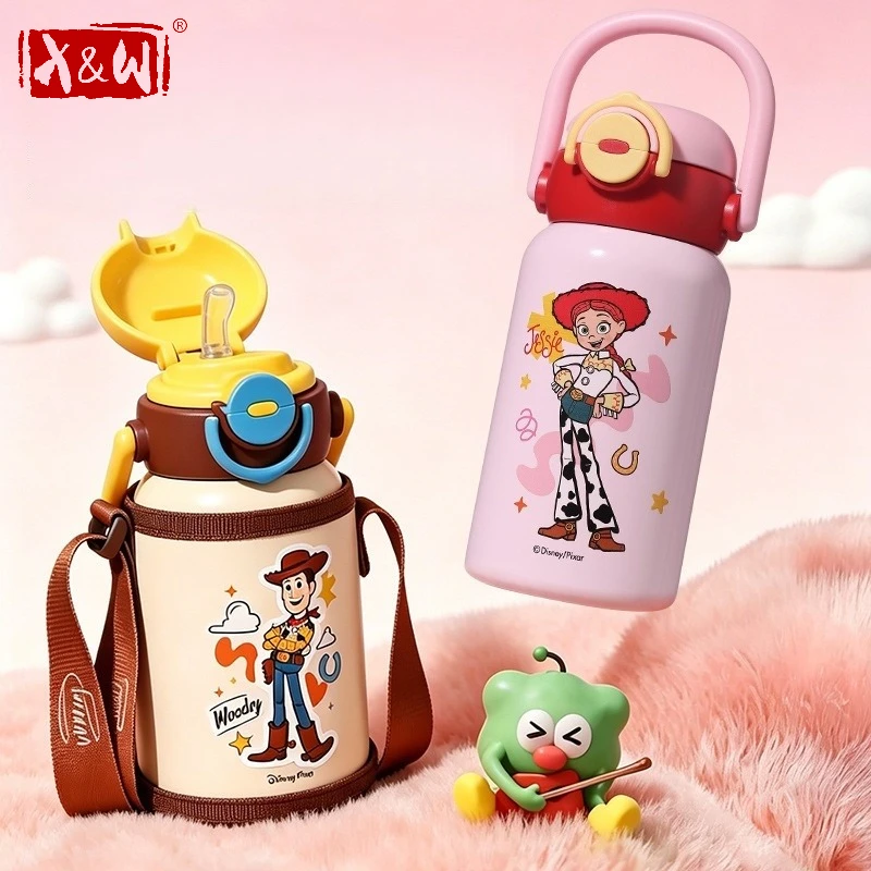 X&W Toy Story Kids Insulated Cup 316 Stainless Steel Cartoon Jessie Woody Water Bottle Portable Outdoor Double Drink Straw Cup