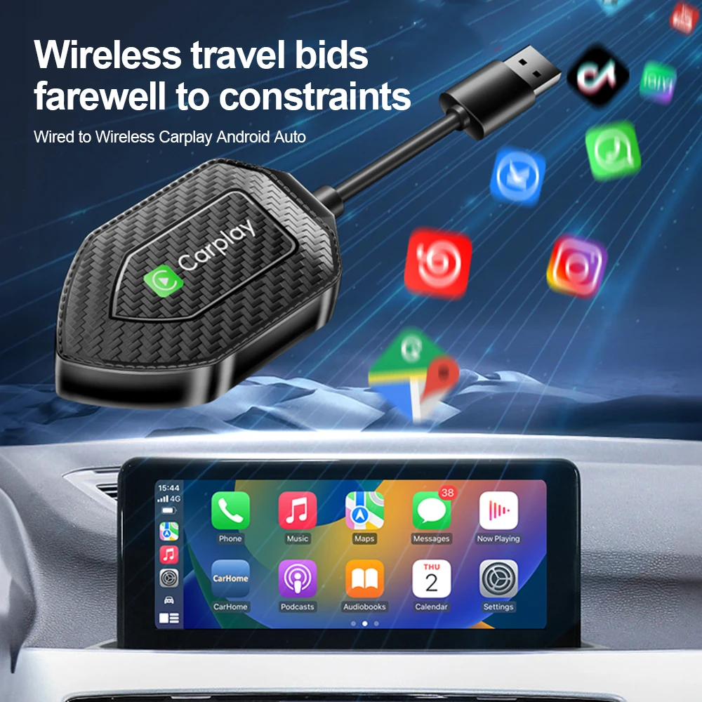 

Bluetooth 5.0 Wireless CarPlay 2 in1 Wireless Android Auto Adapter Smart Box WiFi BT Auto Connect Plug&Play For Wired CP Cars