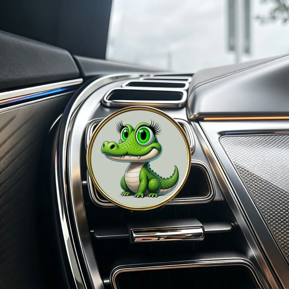 Crocodile Cartoon Car Air Freshener Vent Clip Aesthetic Cute Gift Long Lasting Car Scent Elegant Metal Car Interior Ornament