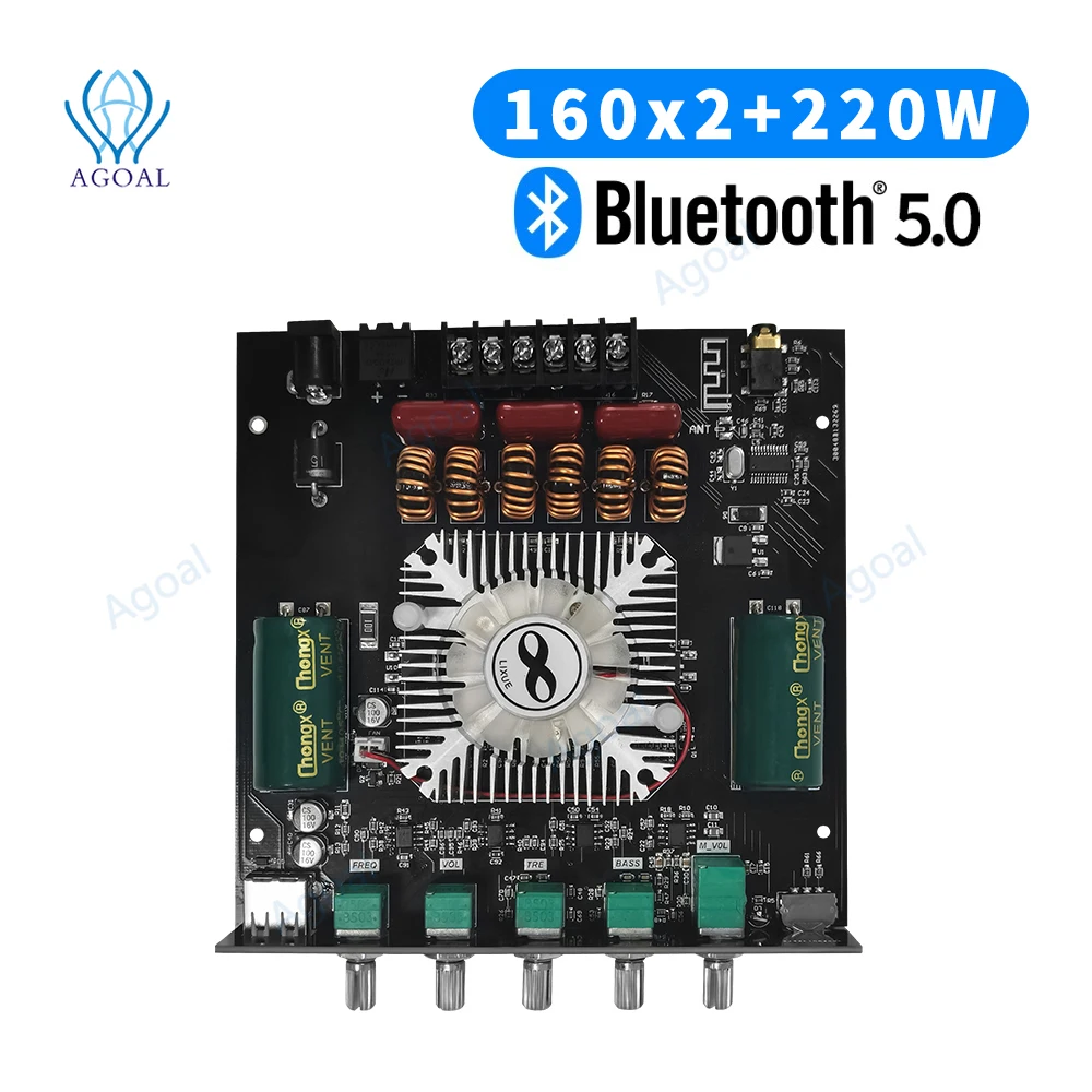 ZK-HT21 2.1 Channel TDA7498E Bluetooth Digital Power Amplifier Module High And Low Tone Subwoofer 160WX2+220W