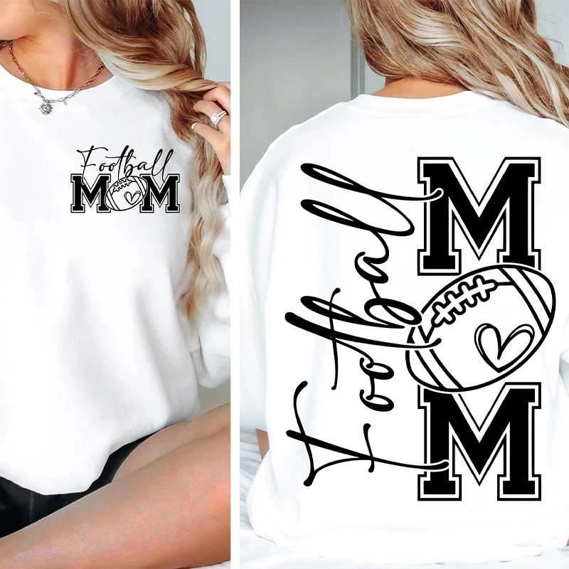 Football Mom T Shirt for Women Summer Short Sleeve Tees Front and Back Printed Graphic Tops Mother's Day Gift Female Clothing