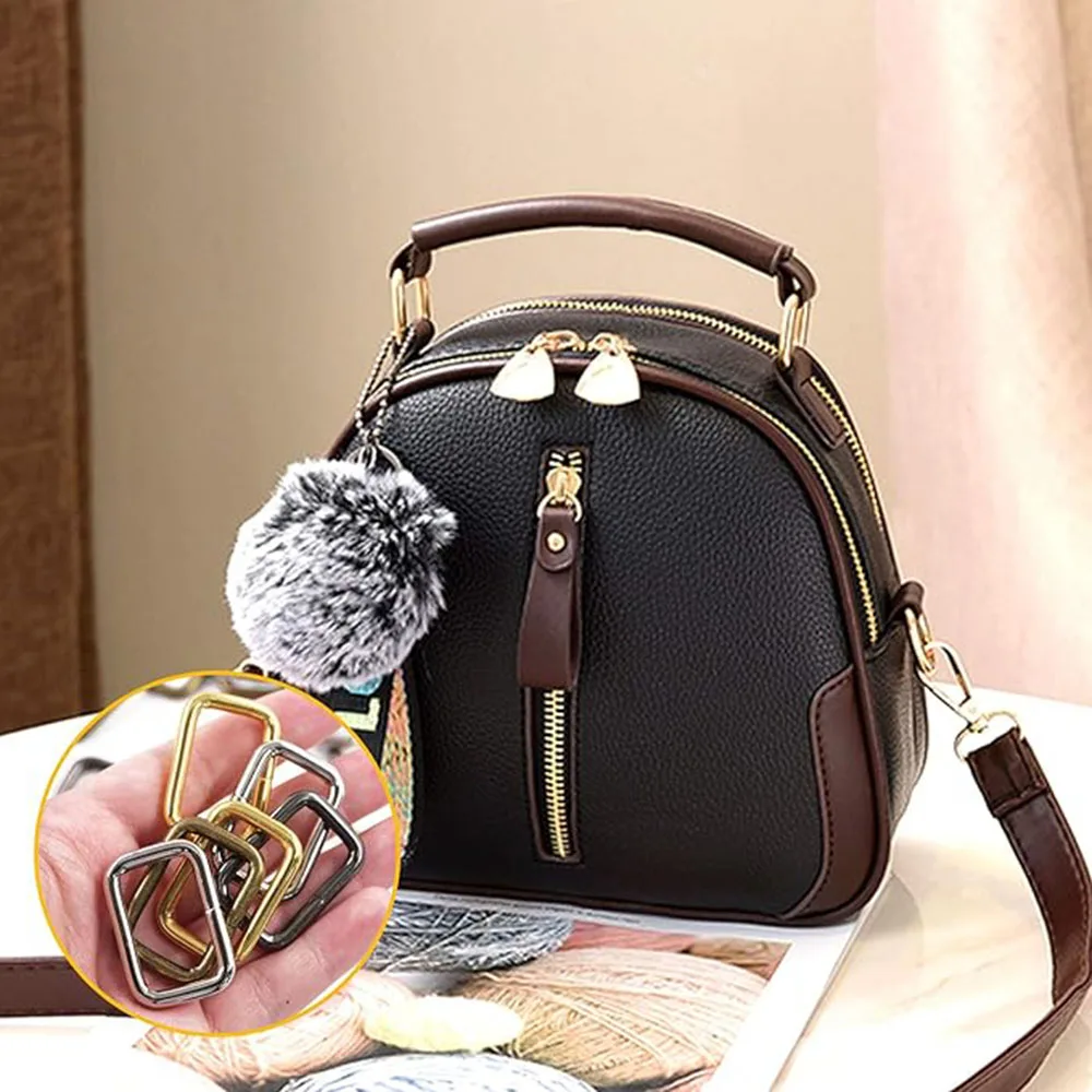 10pcs Metal Wire Formed Rectangle Ring Adjustable Belt Buckle D Ring Loops for Backpacks Strap Cat Dog Collar DIY Accessories