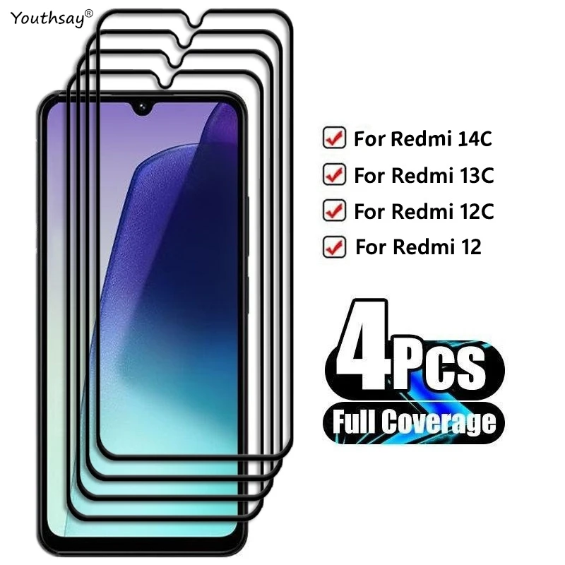 4Pcs/2Pcs Glass For Xiaomi Redmi 14C Tempered Glass For Redmi 14C 13C 12C 12 Screen Protector HD Protective Phone Film Redmi 14C