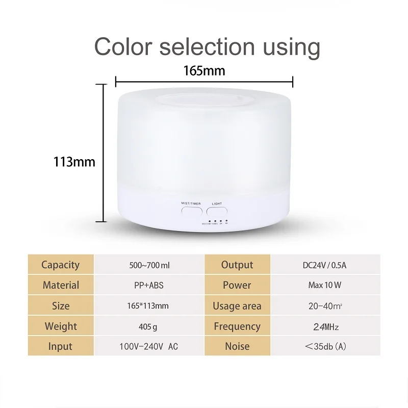 Smart WiFi 500ml Aromatherapy Essential Oil Diffuser Air Humidifier, Connect with Tuya, Alexa and Google Home with 7 LED Colors